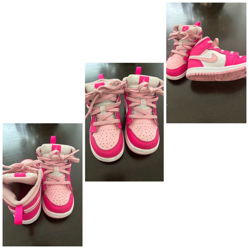 NIKE AIR JORDAN 1 MID-white fierce pink. Size 8C Excellent used condition.